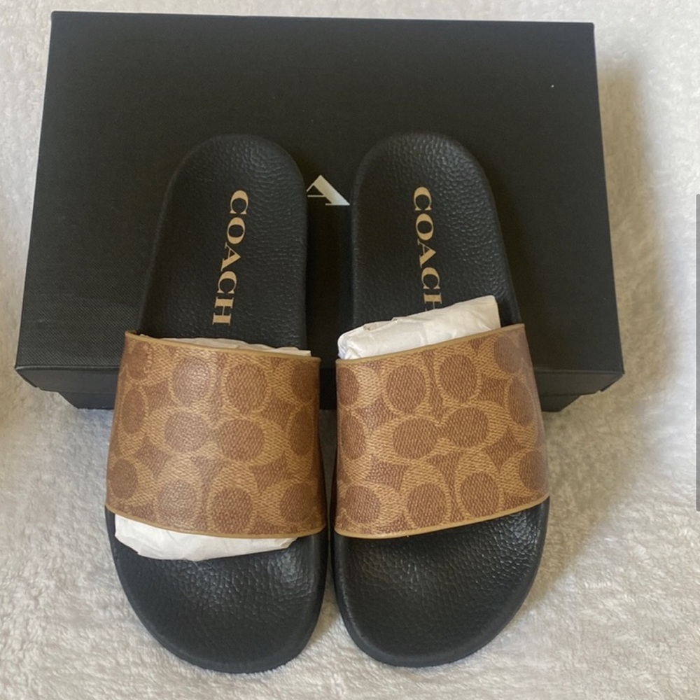 NEW Women’s COACH UDELE COATED CANVAS Sandals Sz 8 With Box.